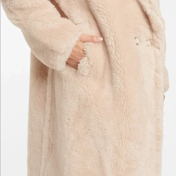 Yves Salomon Pink Teddy Coat